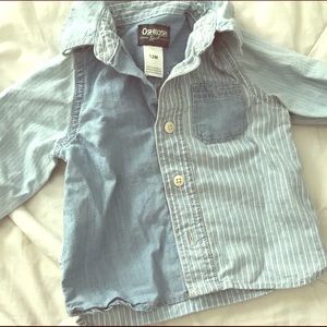 🍭5/$20 Light Jean Stripped Button Up w/arm patch